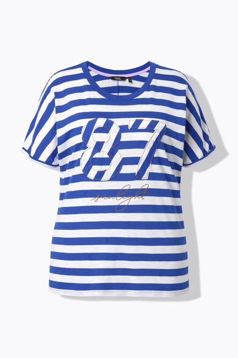 Actual product image Ulla Popken Patchwork Striped Graphic Tee (60)