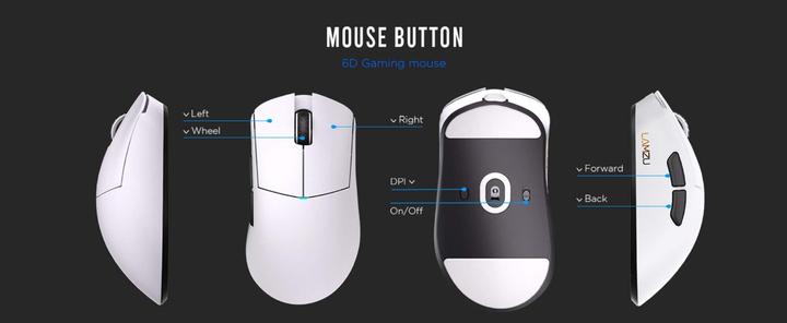 Actual product image Lamzu Paro Gaming Maus, 8kHz Abtastrate, 2,4GHz Wireless - schwarz (Cable, Wireless)