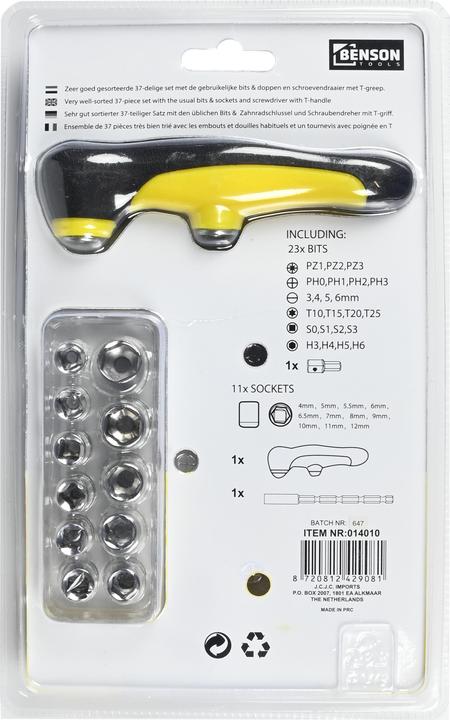 Actual product image Benson Screwdriver set 37 pieces t-handle