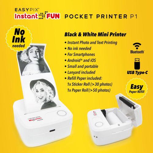 Produktbild Easypix InstantFUN Pocket Printer P1 (Thermodirekt, Schwarz-Weiss)