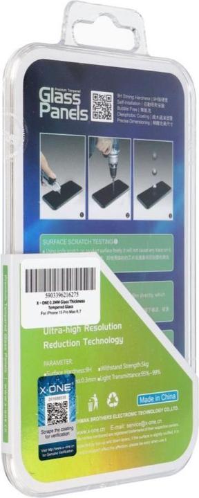 Image du produit Telforceone Verre de protection X-One Verre trempé X-ONE - pour iPhone 15 Pro Max (1 pièce(s), Apple iPhone 15 Pro Max)