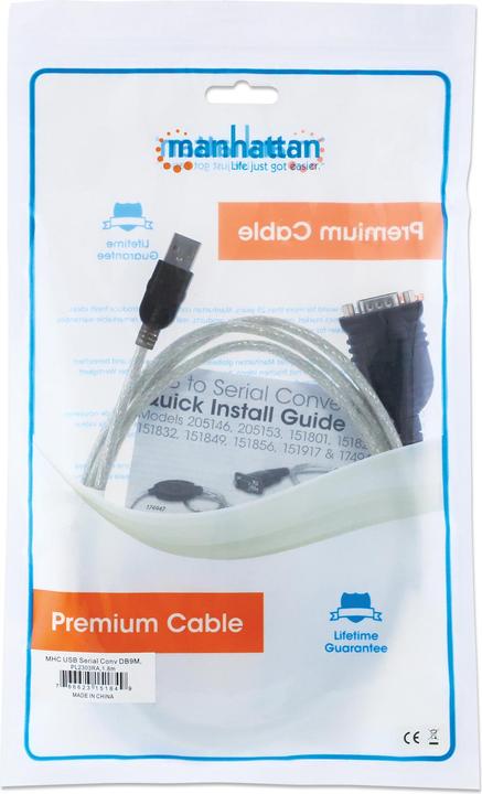 Actual product image Manhattan To connect a serial device to a USB port, Prolific PL-2303RA chipset (1.80 m, VGA)