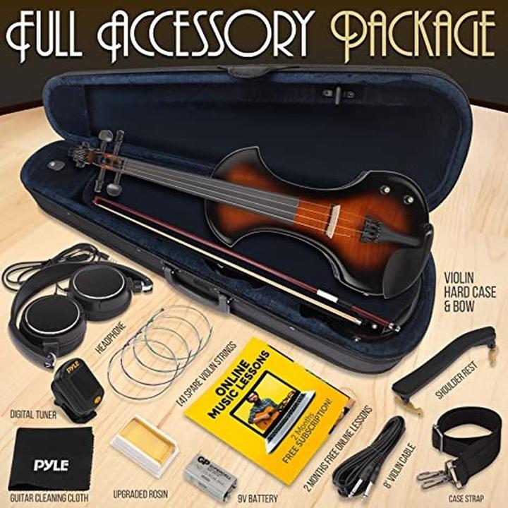 Actual product image Pyle Electric Violin Set with Amplifier and Accessories (Fiddle, 4/4)