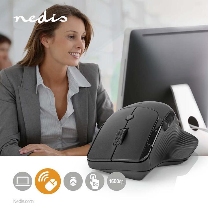 Produktbild Nedis Mouse | Drahtlos | 800 / 1200 / 1600 dpi | Einstellbar DPI | Anzahl Knöpfe: 6 | Rechtshändig (Kabellos)