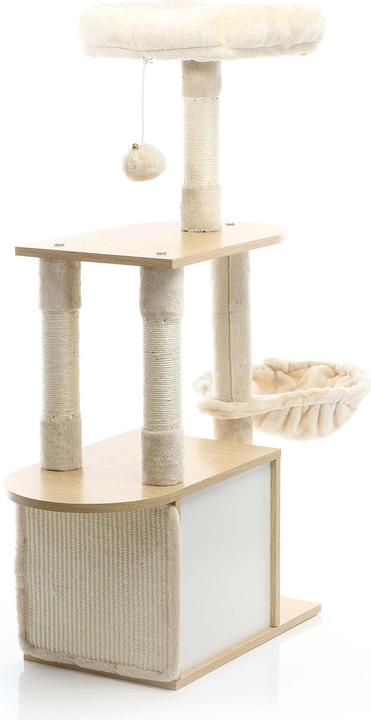 Produktbild Fudajo Kratzbaum Holz Beige 106cm Katzenkratzbaum Katzenbaum Katzenmöbel Katze (106 cm, Beige, Holz)