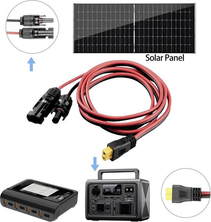 Produktbild Tru Components PV-Solarstecker auf XT60-Kabel 1,5 M TC-13619276 Schwarz, Rot In (Solarstecker)
