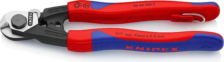 Produktbild Knipex Drahtseilschere L.190mm mit Befestigungsöse BK brüniert Griff 2Komp.-Hüllen Schneidwert Pianodrah... (190 mm)