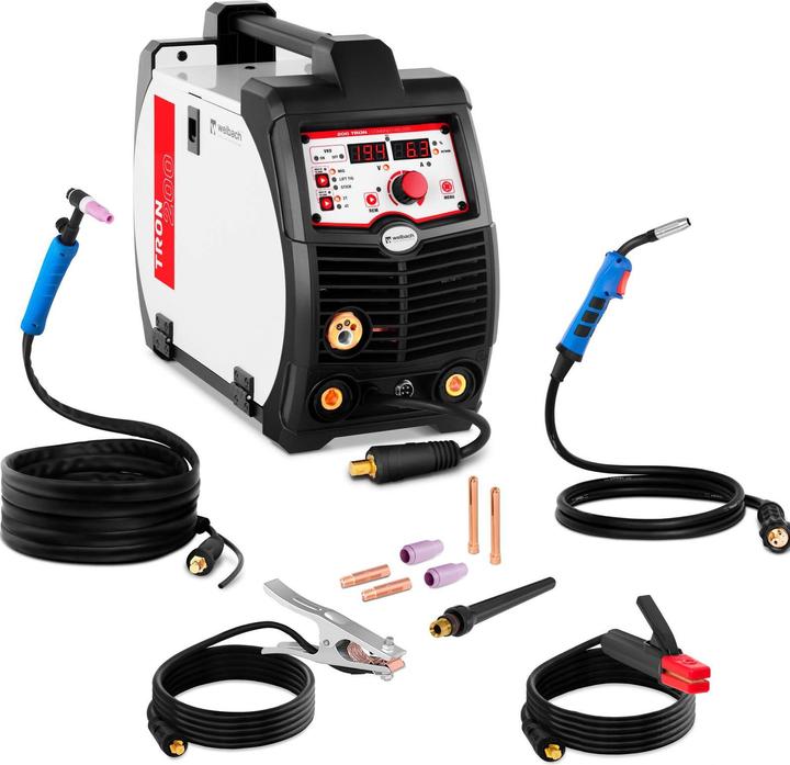 Stamos Welbach 4in1 KOMBI Schweissgerät - MIG/MAG WIG E-Hand MMA FCAW IGBT Digital 200 A