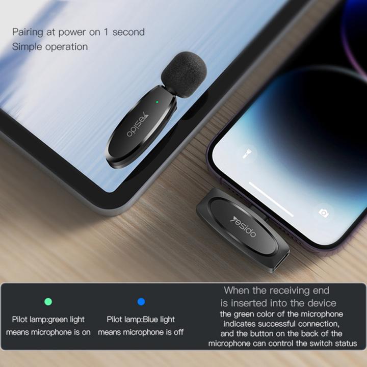 Produktbild Yesido Drahtloses MEMS-Mikrofon x 2 mit USB-C/Lightning-Sender