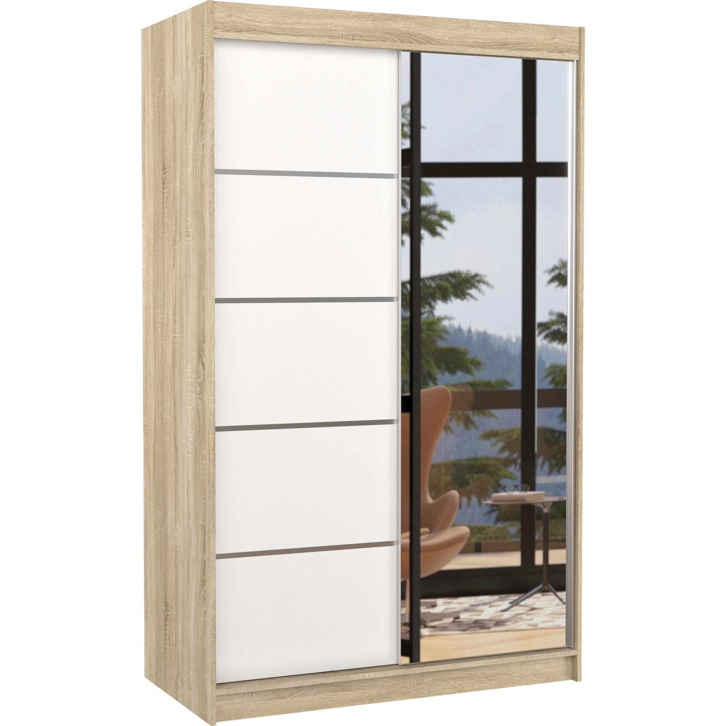 ADRK Furniture, Kleiderschrank, Verspiegelter Schiebeschrank NICEA 120 (120 x 58 x 200 cm)