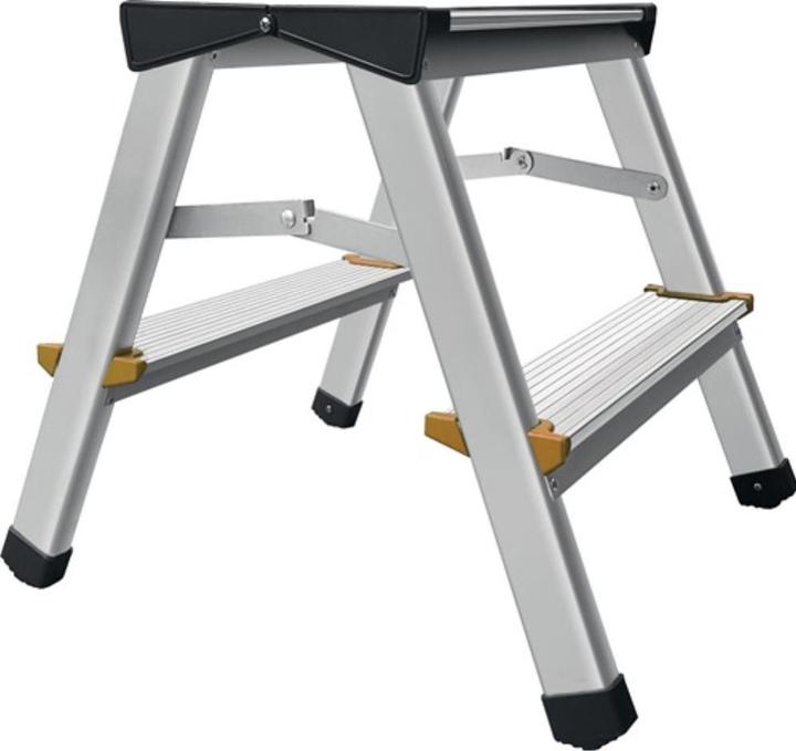 HP Autozubehör Gradini pieghevoli con piattaforma 2 Altezza piattaforma 390 mm Alluminio con nervature antiscivolo (Stile, 44 cm)