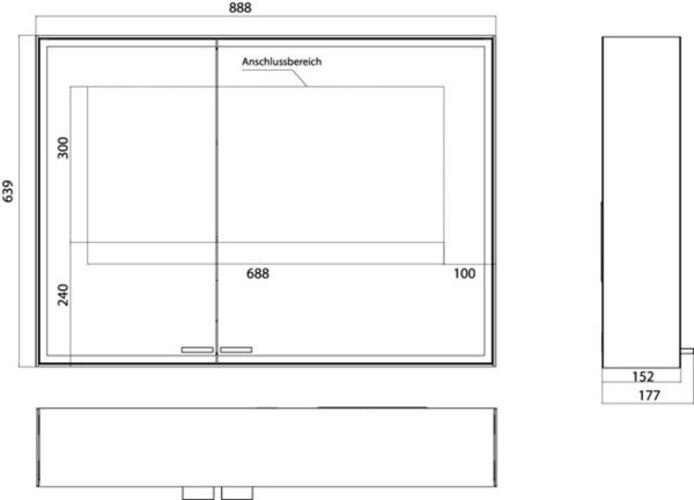 Produktbild Emco asis prestige 2 Lichtspiegelschrank, Aufputzmodell, 888mm, breite Tür rechts (84.50 x 106 x 27 cm)