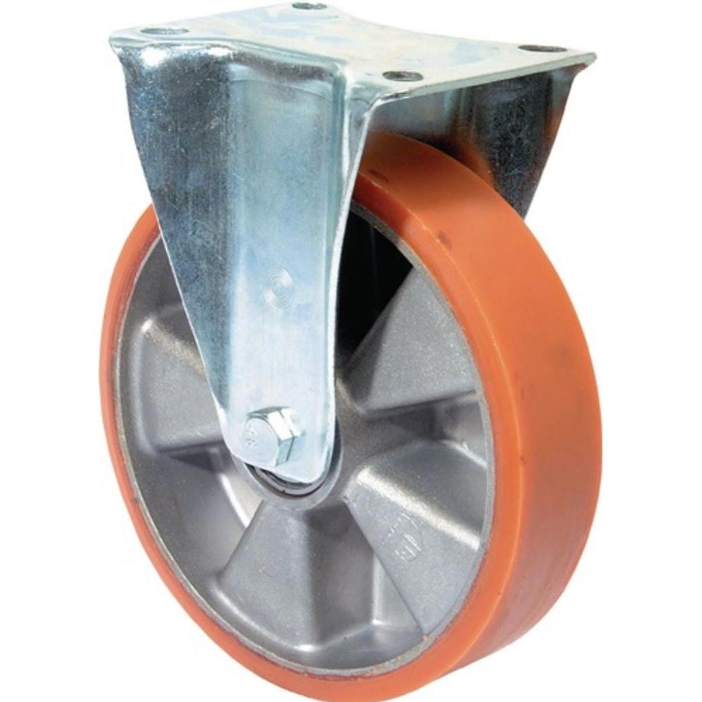 BS Rollen, Möbelrollen, Bockrolle 200 mm 300 kg Guss-Polyurethanbandage 135 x 110 mm Aluminium