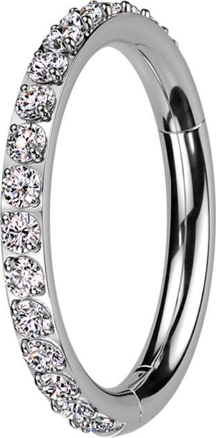 Actual product image Star Piercing Micro segment ring hinged silver side crystals silver (without brass, Titanium)
