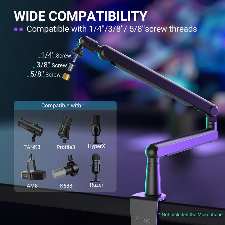 Produktbild Fifine - BM88 - Professionele Microfoon Arm - Boom Arm - In hoogte verstelbaar - 360