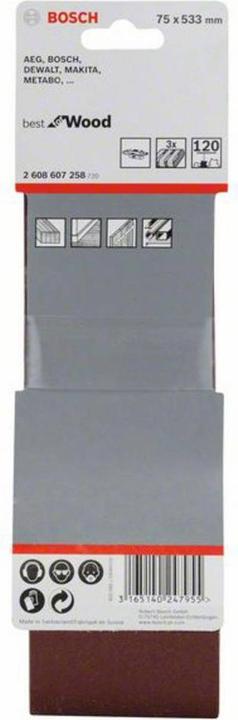 Image du produit Bosch Professional Zubehör PRO X440 bande abrasive, 75 x 533 mm, G120 (120)