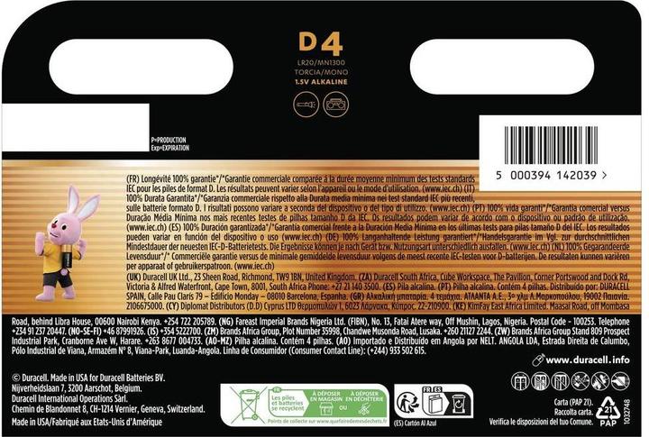 Produktbild Duracell Plus (4 Stk., D / LR20 / Mono / R20)