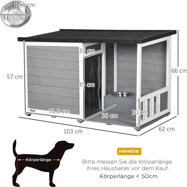 Image du produit PawHut Niche pour chiens avec gamelles (Niche pour chien)