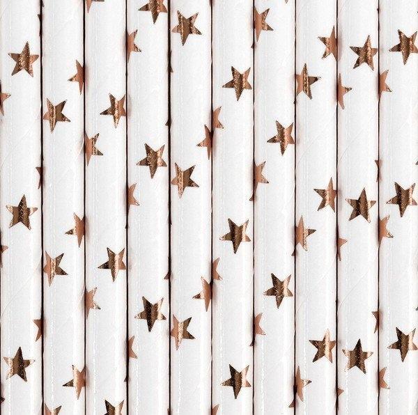 Immagine prodotto Partydeco Cannucce di carta Stelle oro rosa (10 pezzi) (10 x)