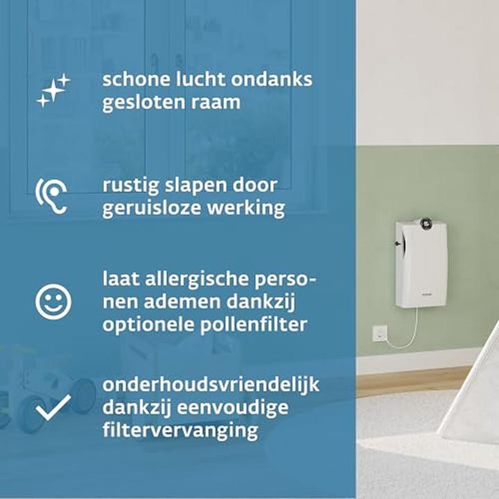 Produktbild Siegenia Wandventilator, stil und energieeffizient, hohe Luftkapazität, geluidsisolatie, smarte Filtertechnik