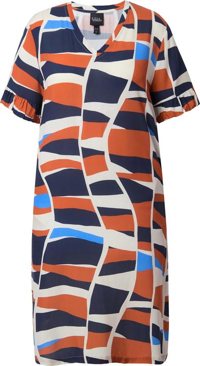 Produktbild Ulla Popken Kleid, grafischer Druck, V-Ausschnitt, Halbarm, Taschen (42, 44)