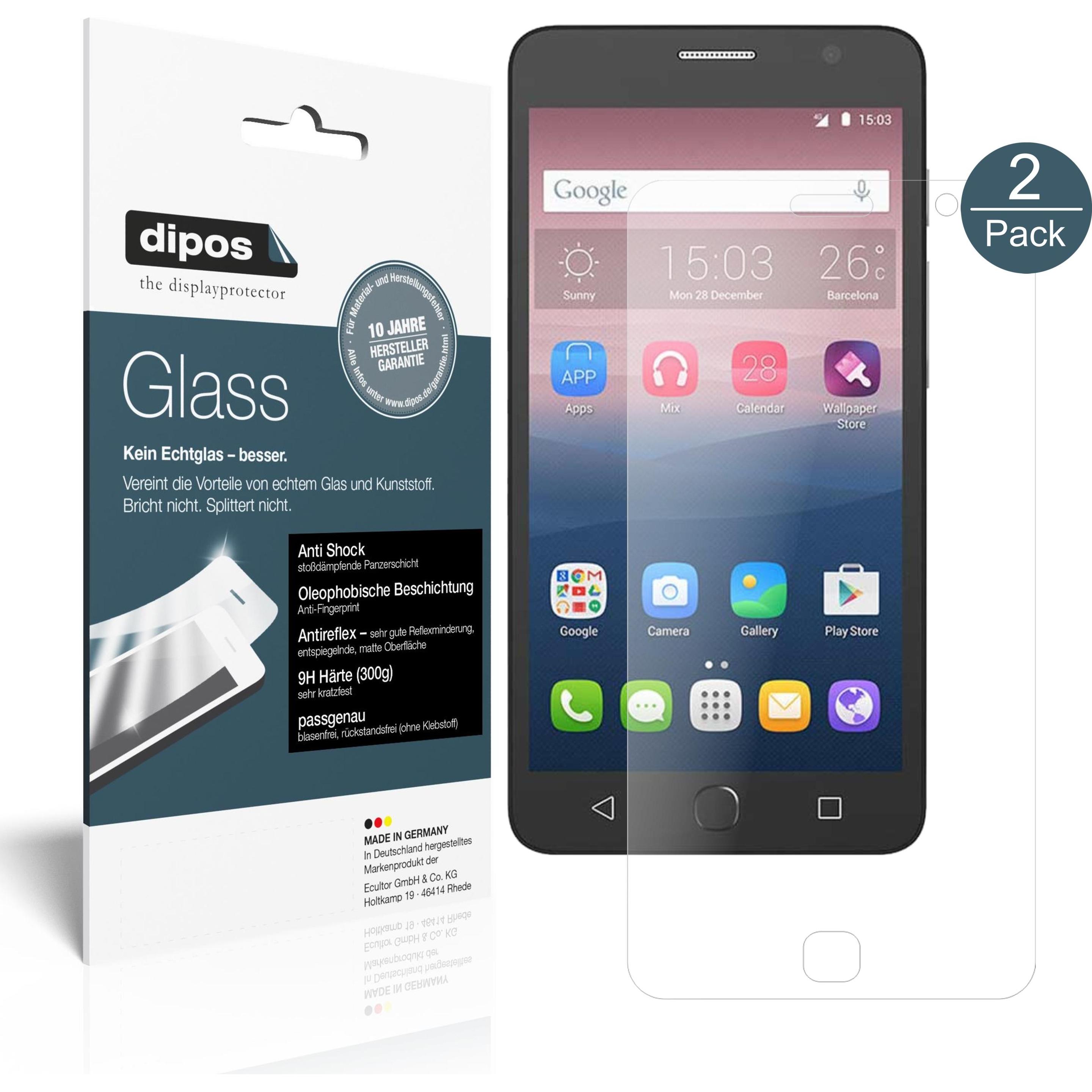 Dipos Displayschutz Anti-Shock (2 Stück, Alcatel Pop Star), Smartphone Schutzfolie, Transparent