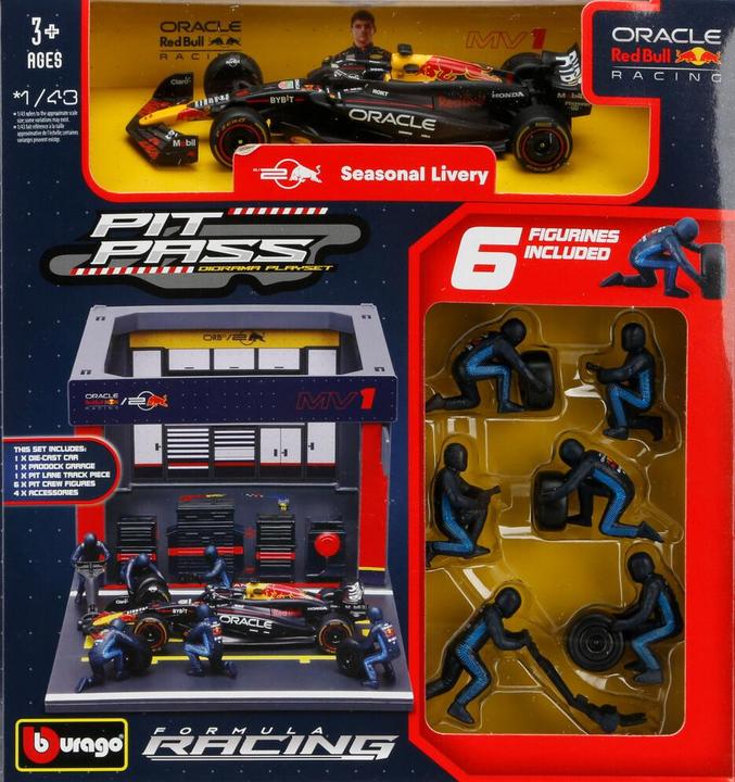Bburago Spielset - F1 RedBull RB20 - Verstappen - Pit Pass