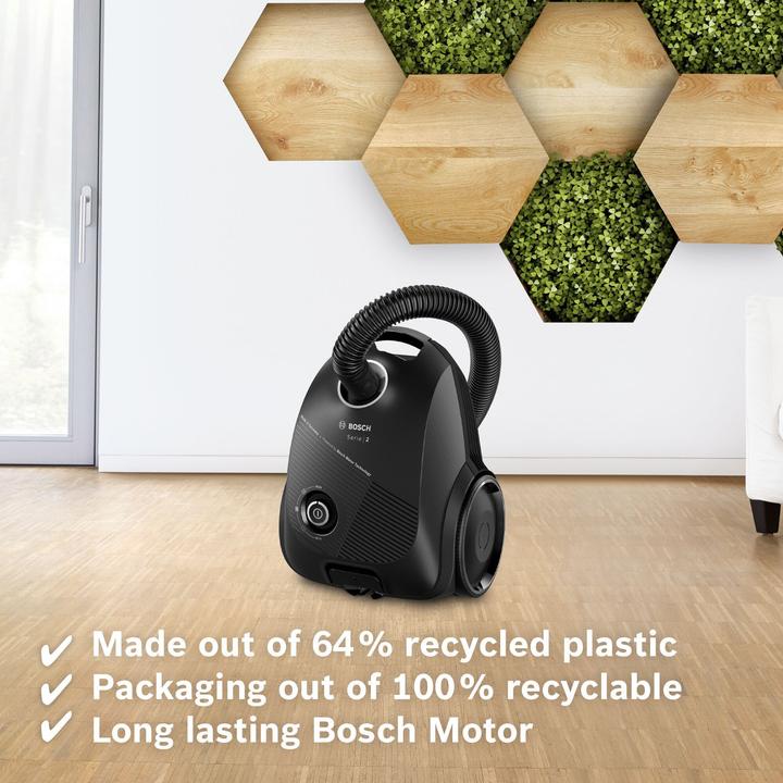 Produktbild Bosch Hausgeräte Vacuum cleaner BGBS2BA2 Bagged, Power 600 W, Dust capacity 3.5 L, Black, Made in Germany