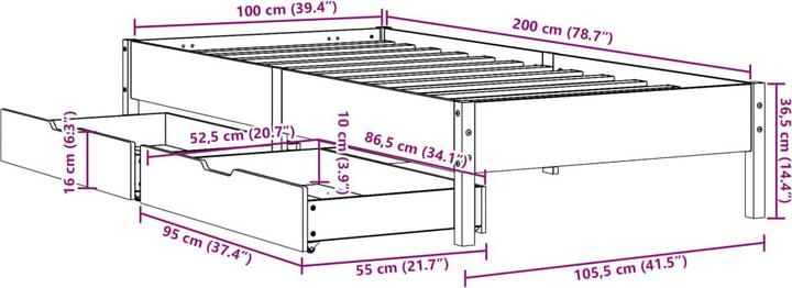 Image du produit vidaXL Bettgestell (100 x 200 cm)