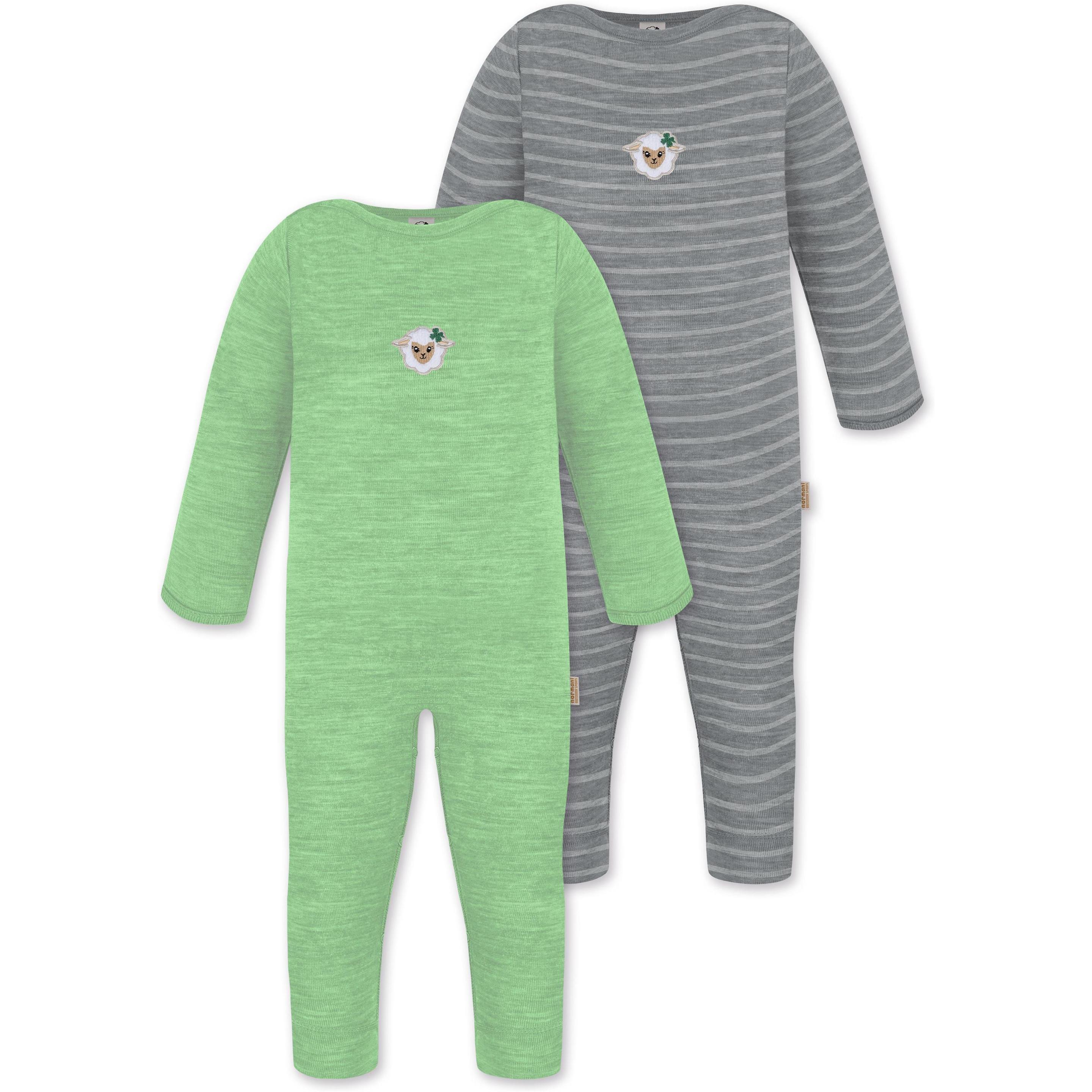 Thumbnail - Normani, Herren, Strampler, 2er Pack Baby Merino Strampler „Tangoio" - 9595, Grau, (86)