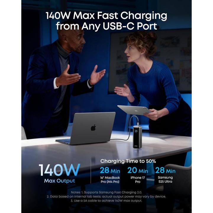 Actual product image Anker Prime Dual USB-C + USB-A Schnellladegerät Powerbank 20.000mAh Silber (20100 mAh, 220 W, 72.36 Wh)