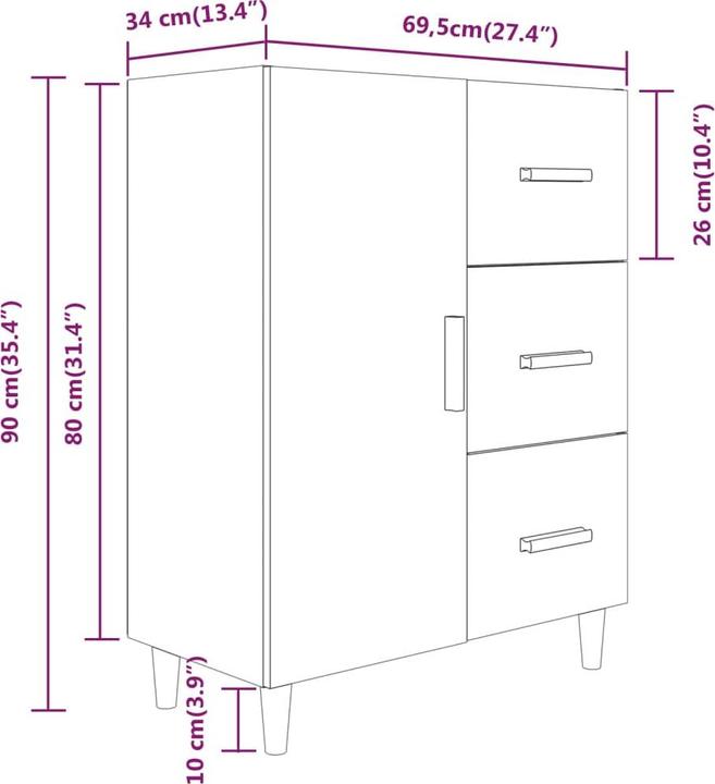 Produktbild vidaXL Sideboard (69.50 x 34 x 90 cm)