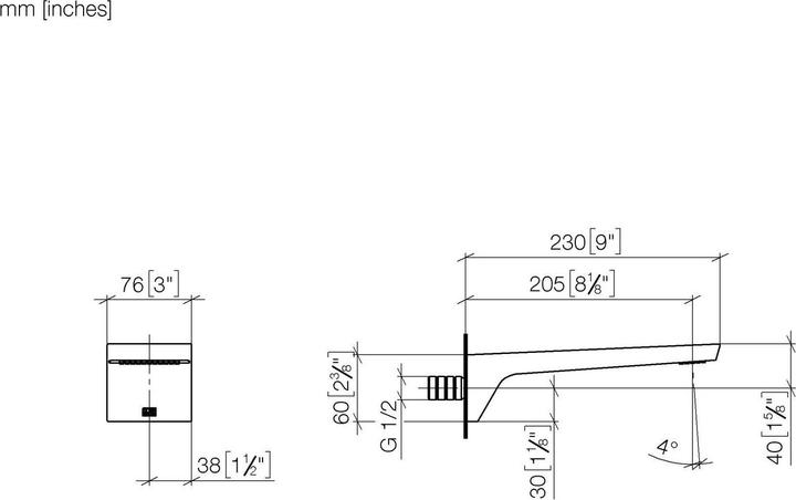 Produktbild Dornbracht CL.1 Wanneneinlauf für Wandmontage 1/2", Ausladung 200mm