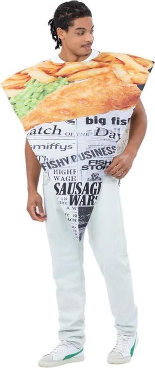 Actual product image Smiffys Unisex Adult Fish & Chips Costume Poncho (One size)
