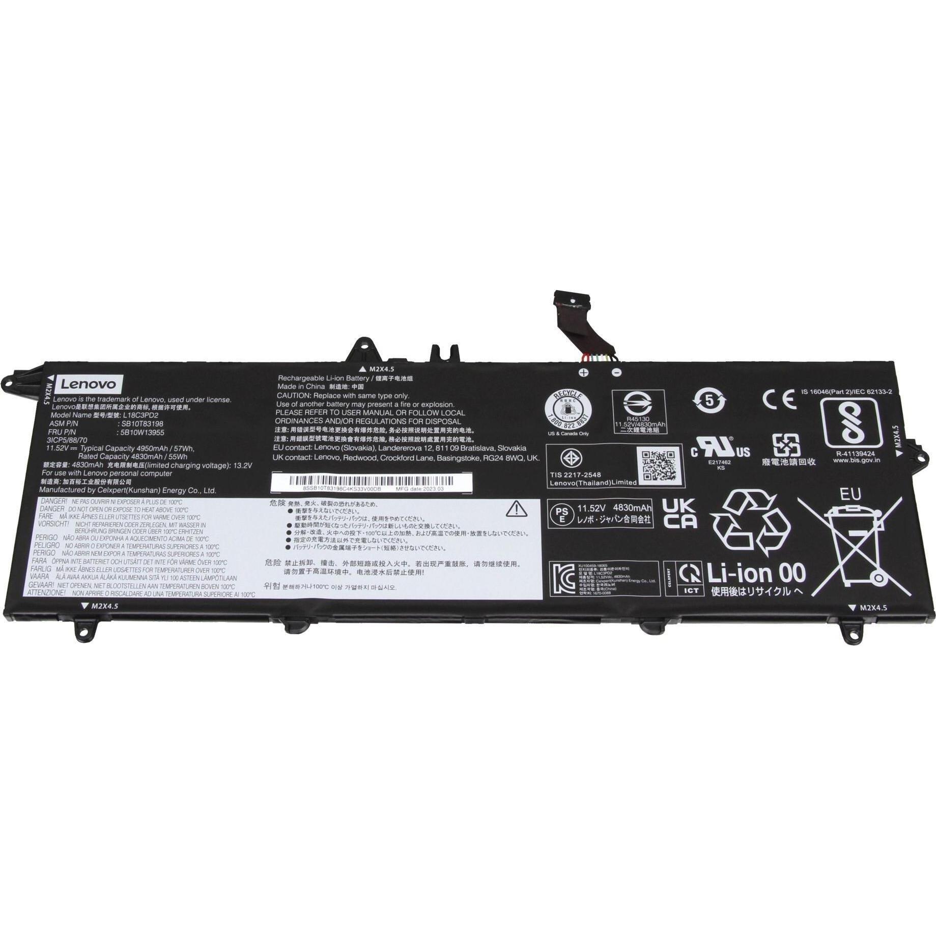 Lenovo 5B10W13955 (3 Zellen, 4950 mAh), Notebook Akku