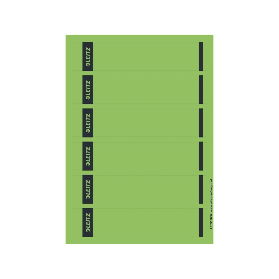 Leitz, Ordner Zubehör, Ordnerrücken-Etikett, 39 x 192 mm, kurz, schmal, grün passend für Standard- und Hartpapp