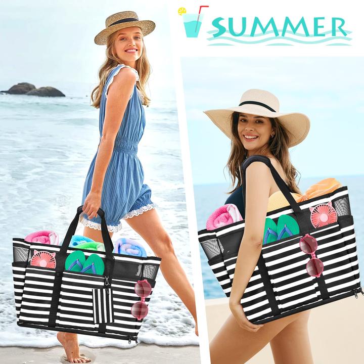 Produktbild Only-Bags.Store Grosse Strandtasche mit Reissverschluss Wasserdichte Strandtasche