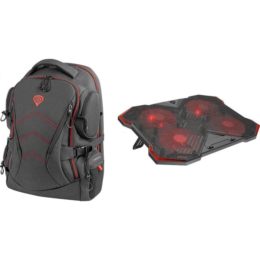 Morele Plecak GENESIS Pallad 550 17.3" (NBG-1691) + Podstawka chłodząca Genesis OXID 260 (NHG-2075) (17.30"), Borsa per Notebook, Nero