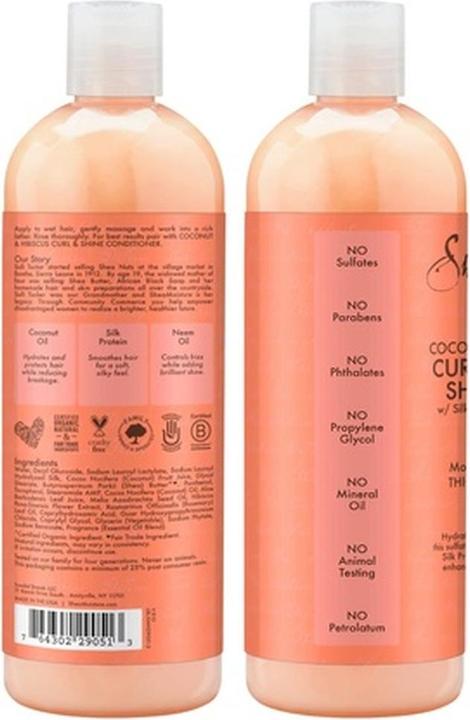 Actual product image Shea Moisture Coconut & Hibiscus Curl & Shine Shampoo with Shea Butter, Coconut Oil, and Vitamin E - (Liquid shampoo)