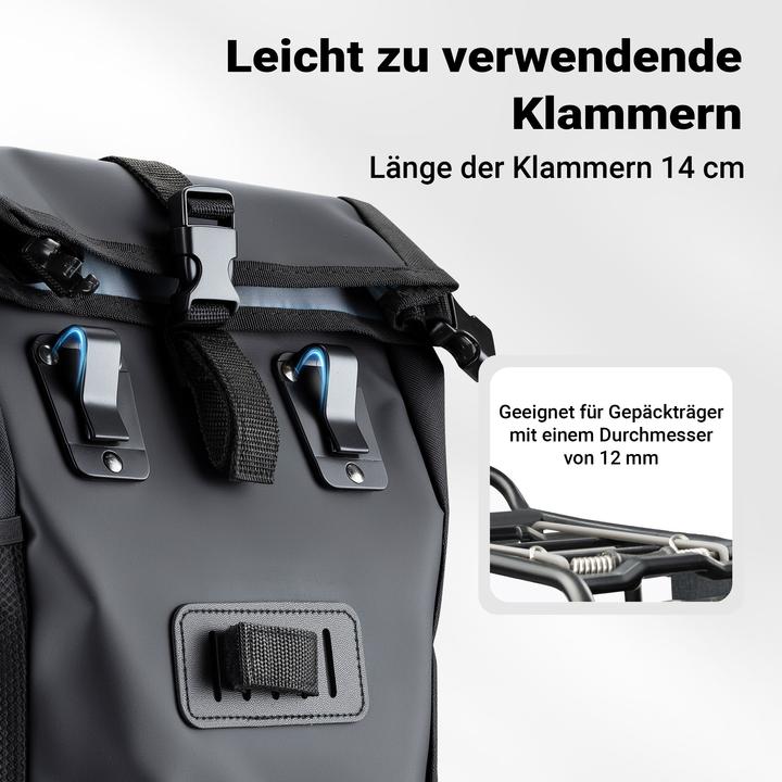 Produktbild Wiltec Gepäckträgertasche matt schwarz 16l Fahrradtasche Gepäckträger Packtasche (16 l, Gepäckträgertasche)