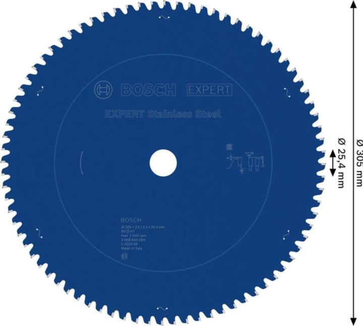 Produktbild Bosch Professional Zubehör Kreissägeblatt Expert for Stainless Steel, 305 x 25,4 x 2,5 x 80