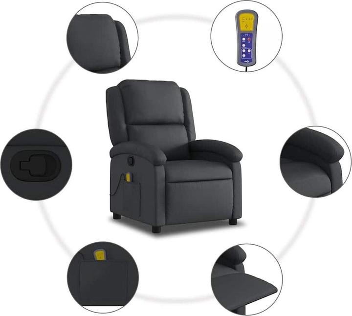 Image du produit VidaXL Fauteuil de massage noir cuir véritable,Couleur : noir,Matériaux