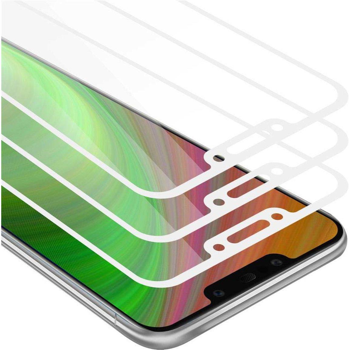 Cadorabo Vollbild Displayschutzglas (3 Stück, Huawei Mate 20 Lite), Smartphone Schutzfolie, Weiss
