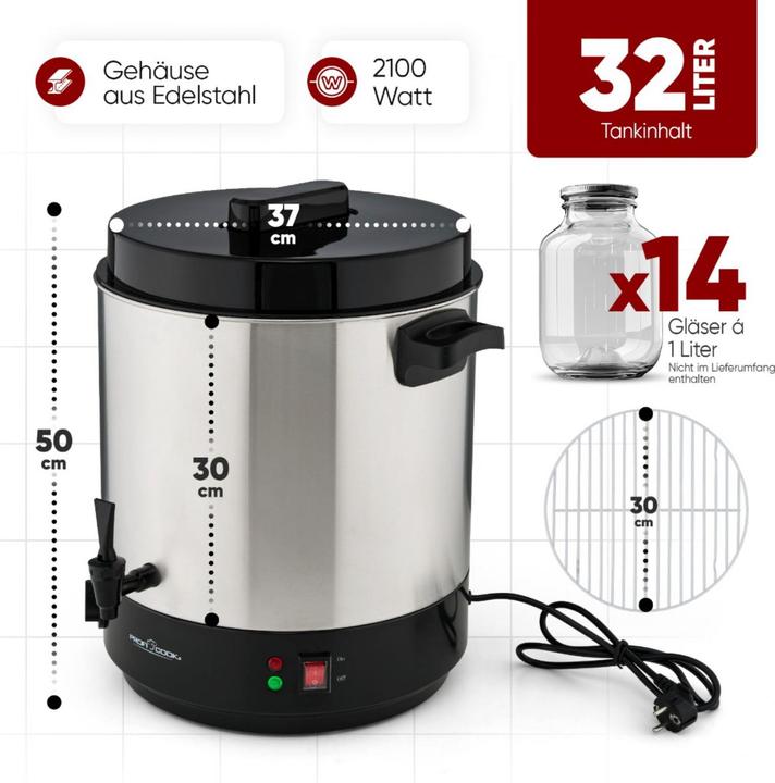 Produktbild Proficook Profi Cook PC-EKA 1283 inox 501283 Einkoch-/Heissgetränkeautomat Silber (32 l)