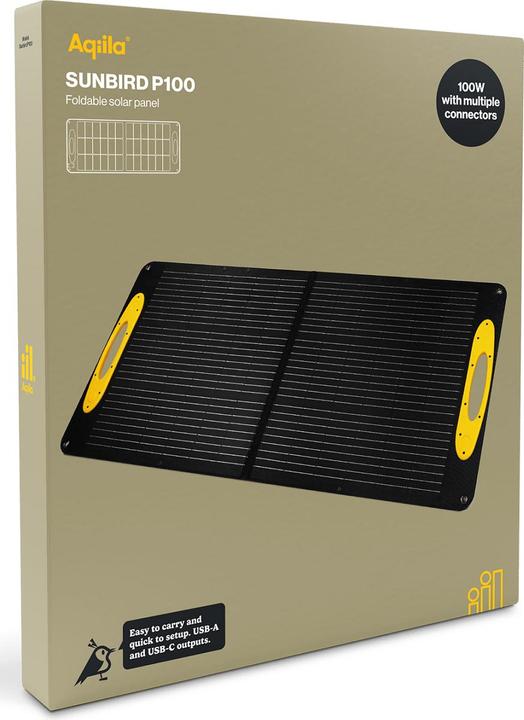 Produktbild Aqiila SUNBIRD P100 AQSO100SUN003 Solar-Ladegerät Ladestrom Solarzelle 4.88A 100W (100 W, 4.20 kg)