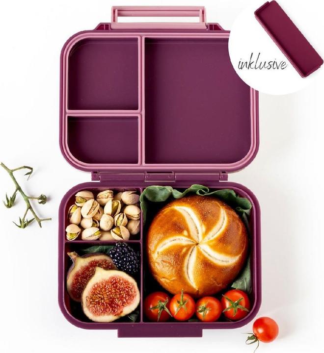 Actual product image Lekkabox Mini Classic Lunchbox mit 3 Fächern & Trenner, plum