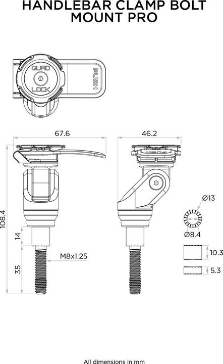 Image du produit Quad Lock Motorcycle Handlebar Clamp Mount Pro