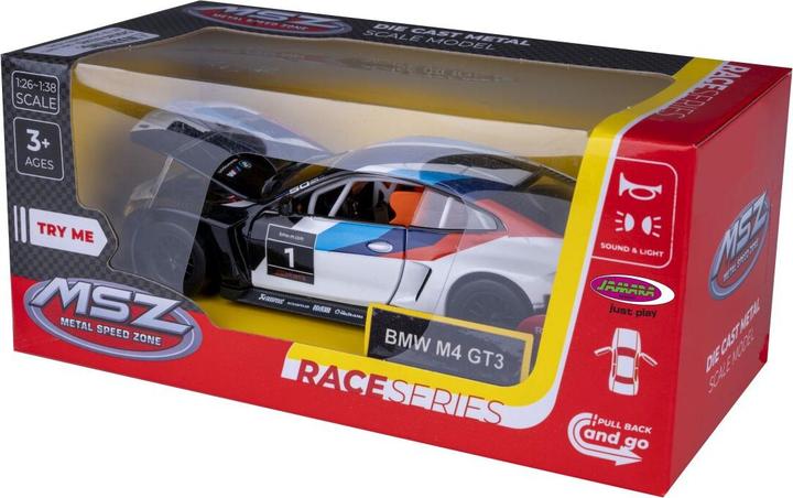 Produktbild BMW M4 GT3 Diecast 1:32 weiss inkl. Knopfzellen