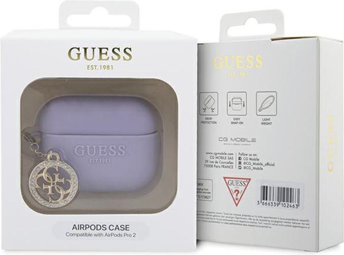 Image du produit Guess GUAP23DSLGHDU Coque AirPods Pro 2 pourpre/pourpre 3D Rubber 4G Diamond Charm (Sac pour écouteurs)