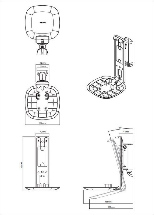 Actual product image Flexson Wall mount for Sonos One and Play:1 (1 pair, Wall installation, Tiltable, Pivoting, Rotatable)
